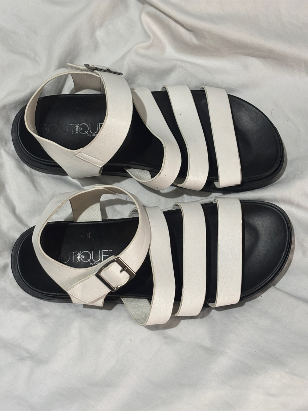 Corkys White Multi-Strap Buckle Sandals